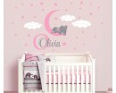 Elephant on Moon Custom Name Elephant on Moon Custom Name Decal for Nursery